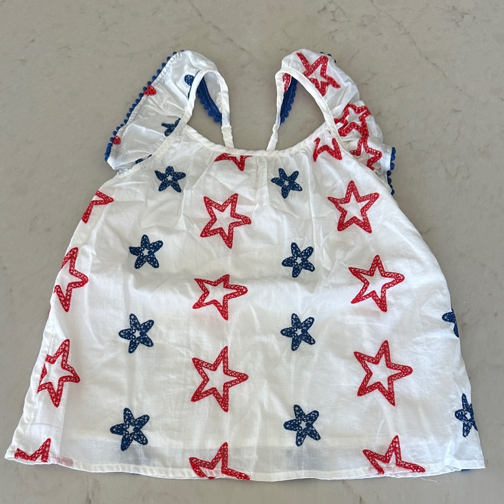 White Star Print Sleeveless Top